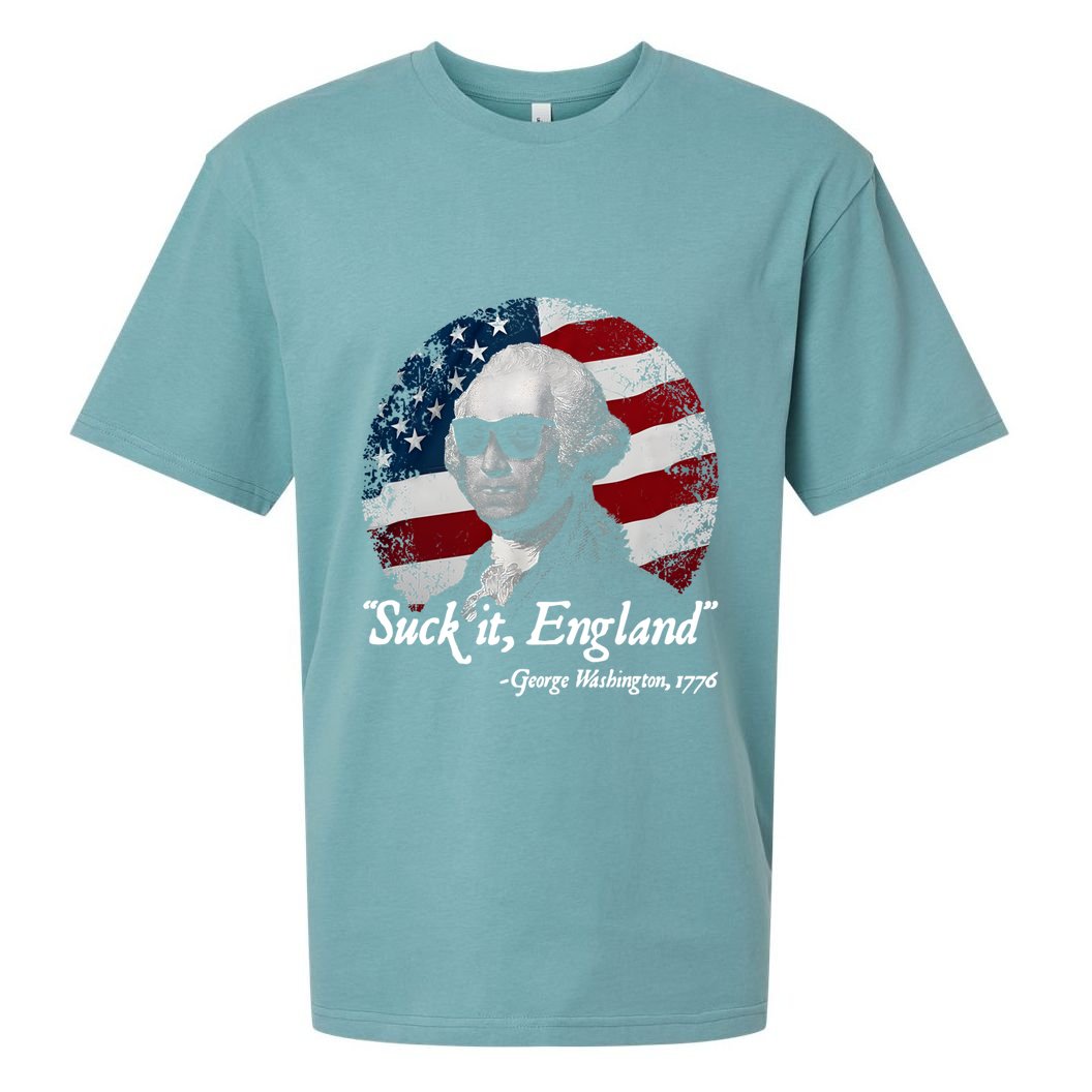 Suck It England Funny 4th Of July George Washington 1776 Sueded Cloud Jersey T-Shirt