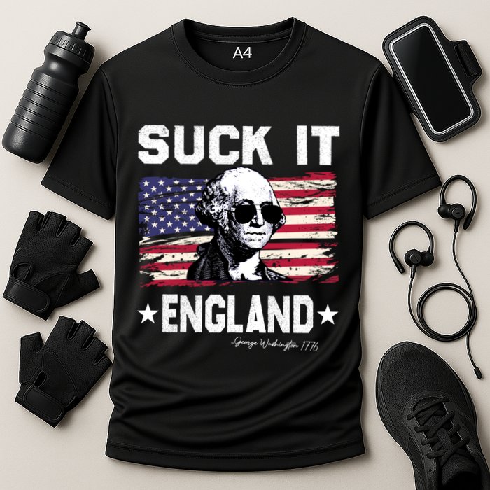 Suck It England Funny 4th Of July George Washington 1776 Cooling Performance Crew T-Shirt