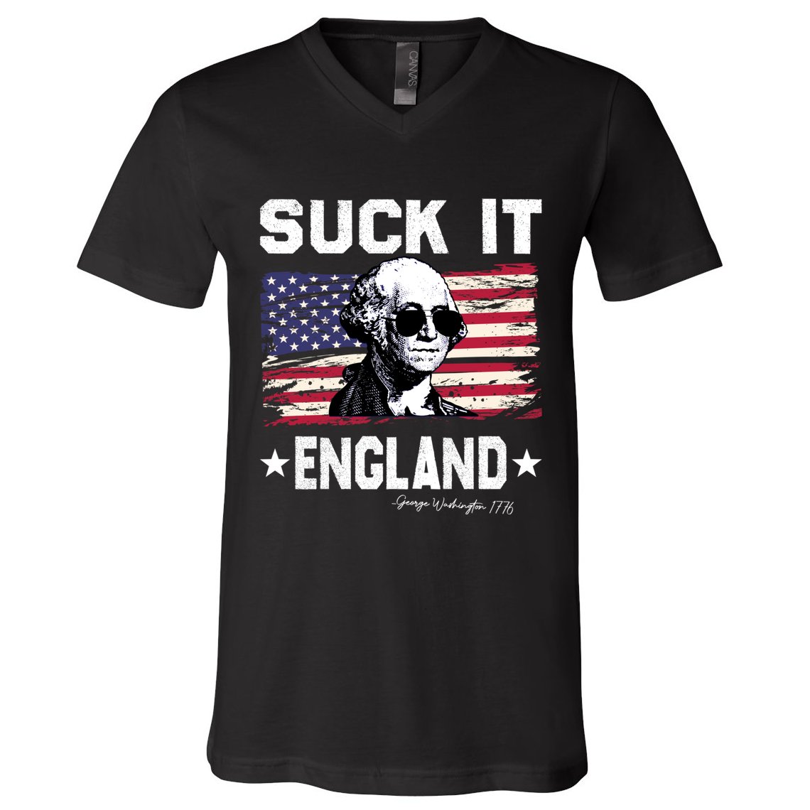 Suck It England Funny 4th Of July George Washington 1776 V-Neck T-Shirt