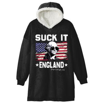Suck It England Funny 4th Of July George Washington 1776 Hooded Wearable Blanket