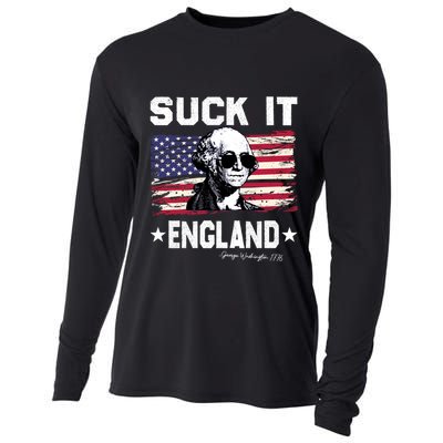 Suck It England Funny 4th Of July George Washington 1776 Cooling Performance Long Sleeve Crew