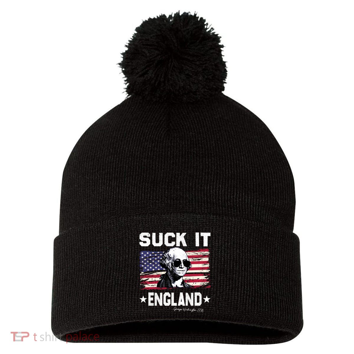 Suck It England Funny 4th Of July George Washington 1776 Pom Pom 12in Knit Beanie