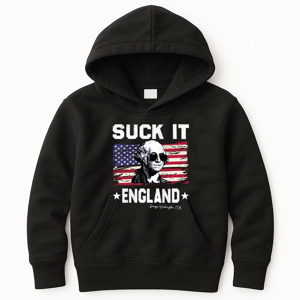 Suck It England Funny 4th Of July George Washington 1776 Kids Hoodie