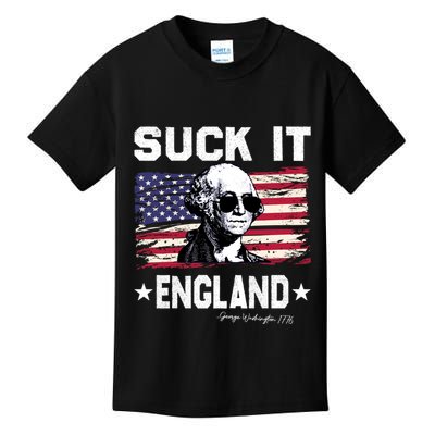 Suck It England Funny 4th Of July George Washington 1776 Kids T-Shirt