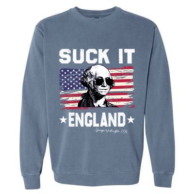 Suck It England Funny 4th Of July George Washington 1776 Garment-Dyed Sweatshirt