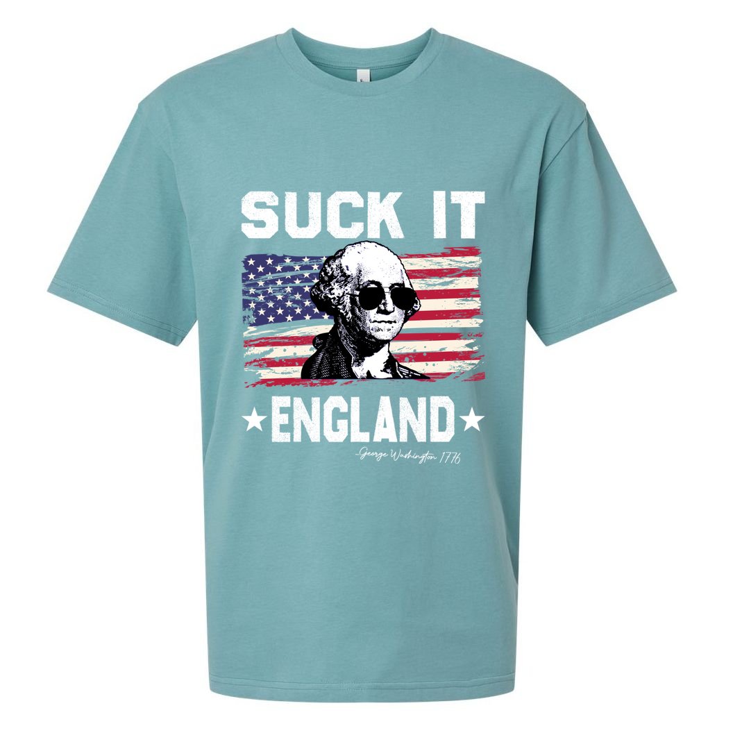 Suck It England Funny 4th Of July George Washington 1776 Sueded Cloud Jersey T-Shirt