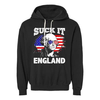Suck It England Funny 4th Of July Flag Patriotic Garment-Dyed Fleece Hoodie