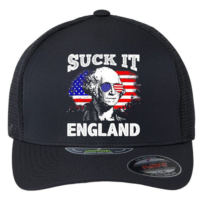 Suck It England Funny 4th Of July Flag Patriotic Flexfit Unipanel Trucker Cap