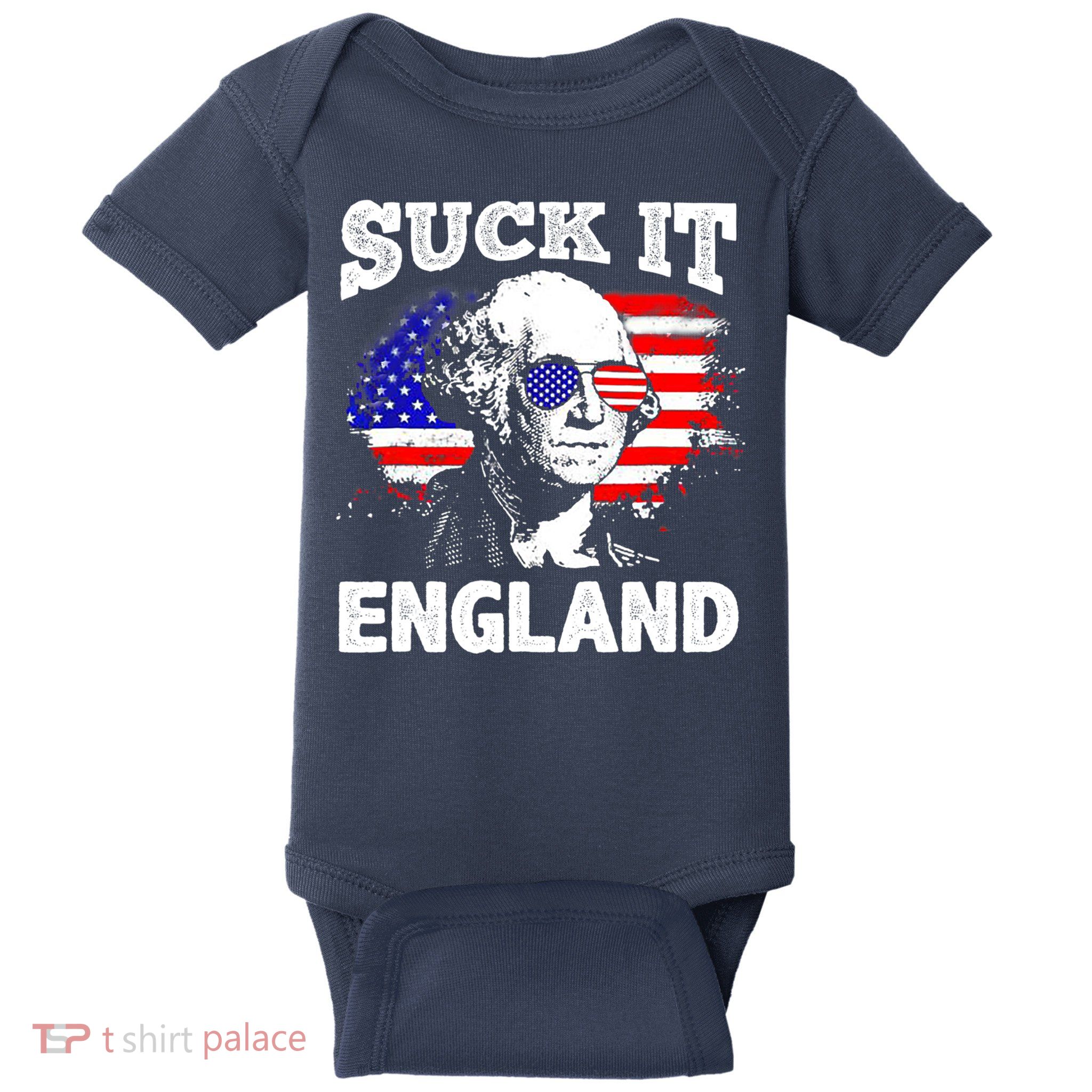 Suck It England Funny 4th Of July Flag Patriotic Baby Bodysuit