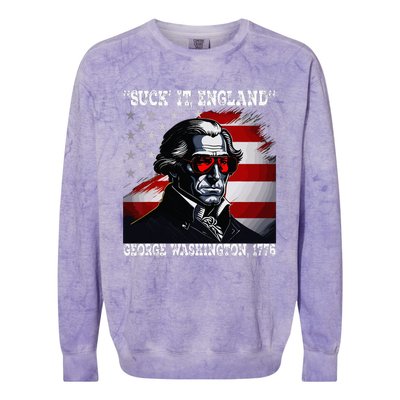 Suck It England 4th of July Funny George Washington 1776 Colorblast Crewneck Sweatshirt