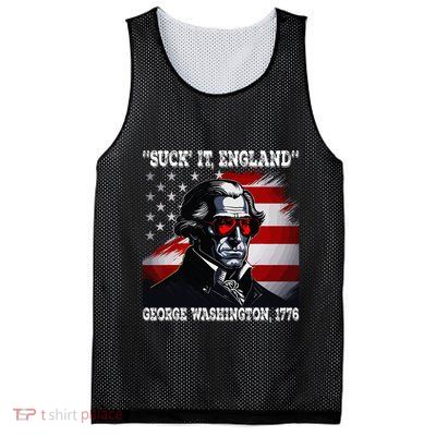 Suck It England 4th of July Funny George Washington 1776 Mesh Reversible Basketball Jersey Tank