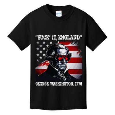 Suck It England 4th of July Funny George Washington 1776 Kids T-Shirt