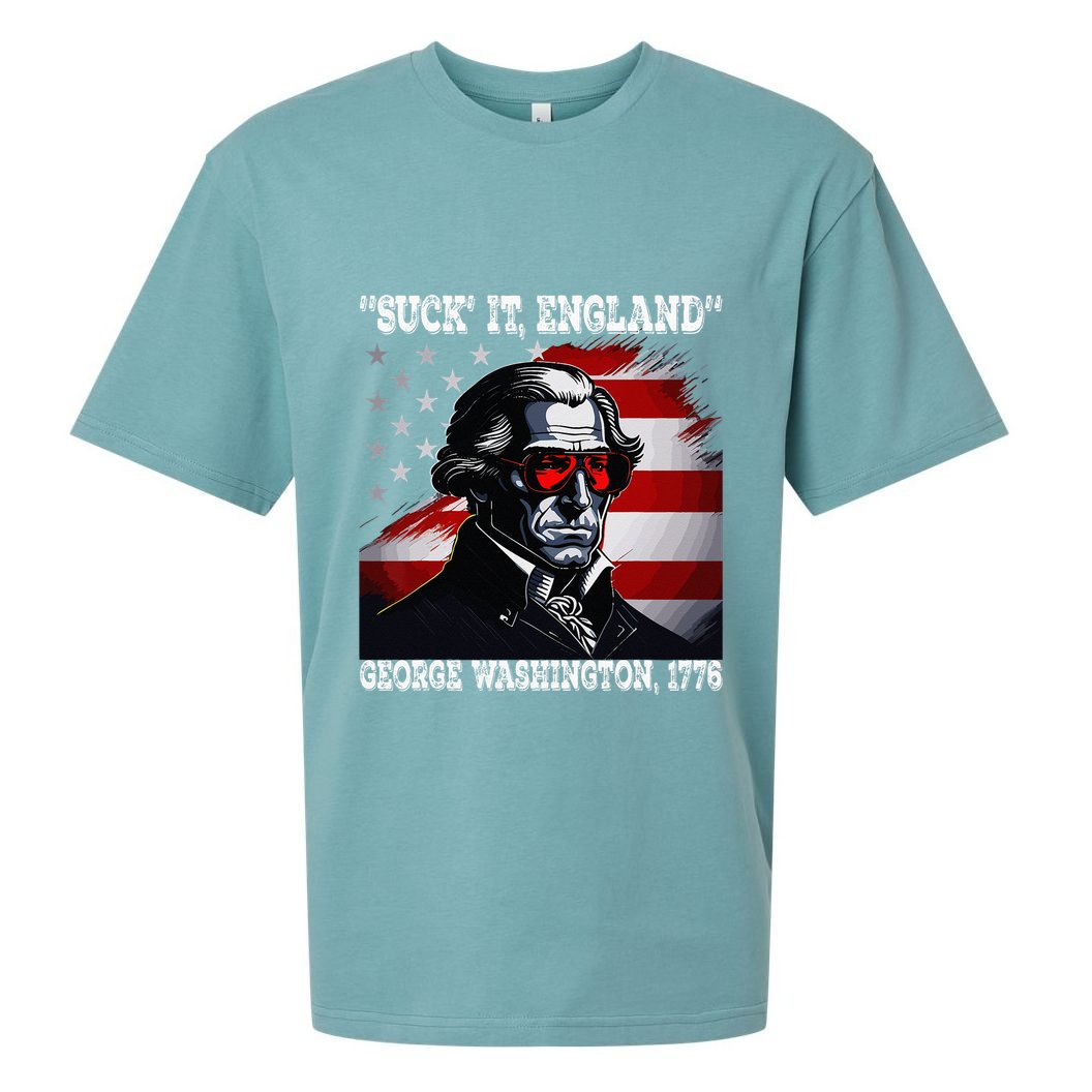 Suck It England 4th of July Funny George Washington 1776 Sueded Cloud Jersey T-Shirt
