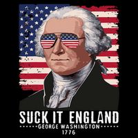 Suck It England Funny 4th Of July George Washington 1776 Stripe Pom Pom Beanie