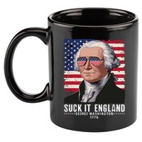 Suck It England Funny 4th Of July George Washington 1776 11oz C Handle Ceramic Mug