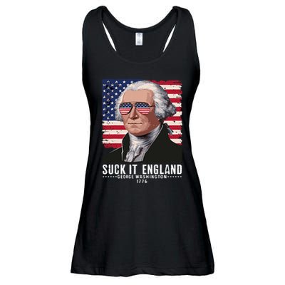 Suck It England Funny 4th Of July George Washington 1776 Ladies Essential Flowy Tank