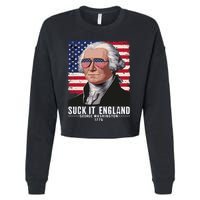 Suck It England Funny 4th Of July George Washington 1776 Cropped Pullover Crew