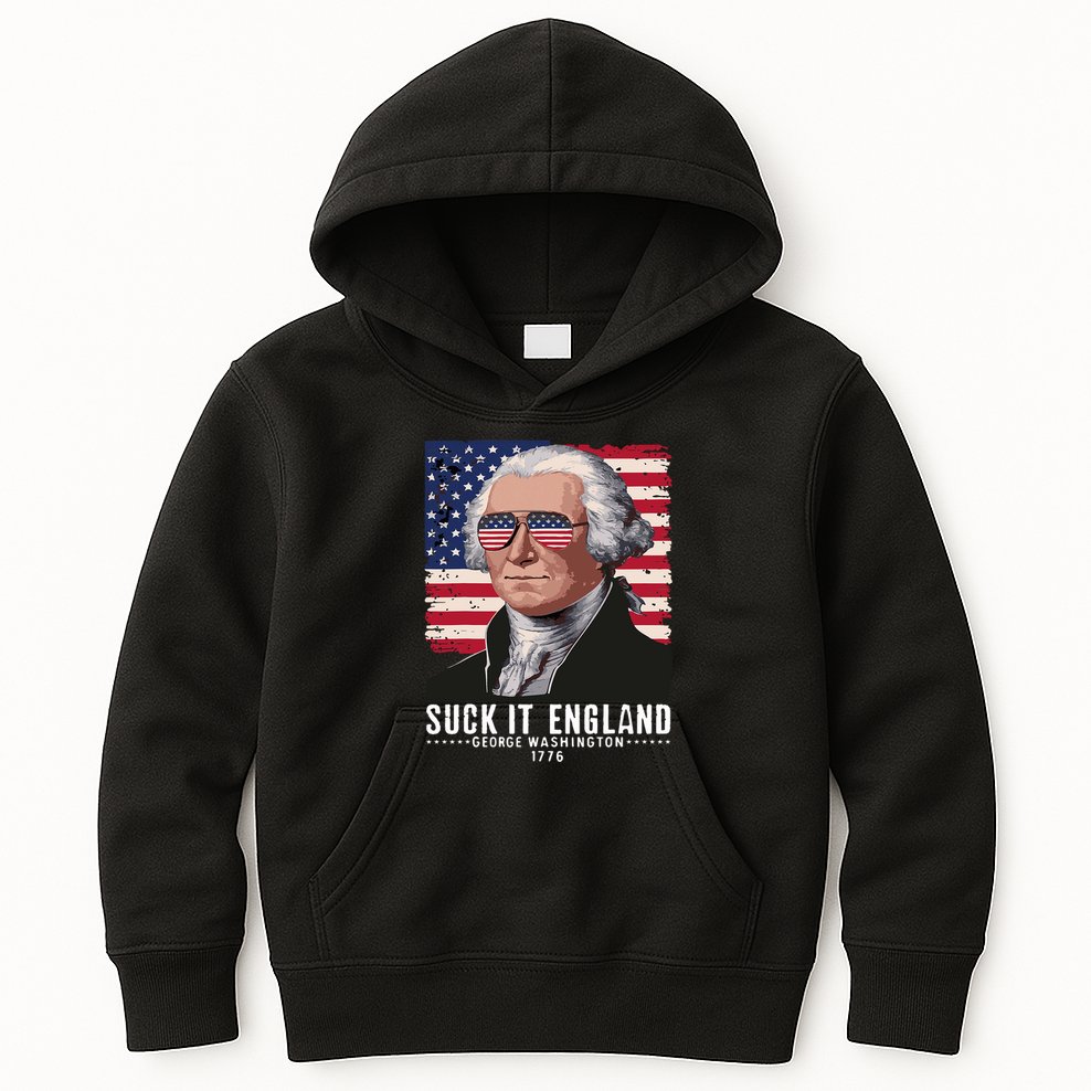 Suck It England Funny 4th Of July George Washington 1776 Kids Hoodie