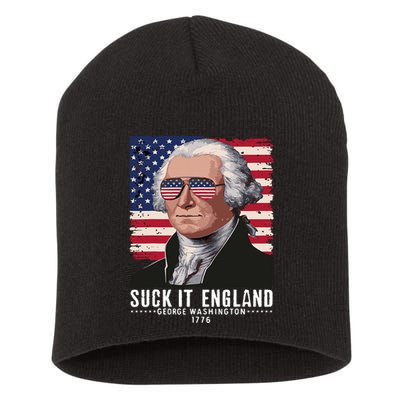 Suck It England Funny 4th Of July George Washington 1776 Short Acrylic Beanie