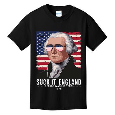 Suck It England Funny 4th Of July George Washington 1776 Kids T-Shirt