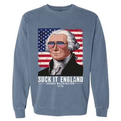 Suck It England Funny 4th Of July George Washington 1776 Garment-Dyed Sweatshirt