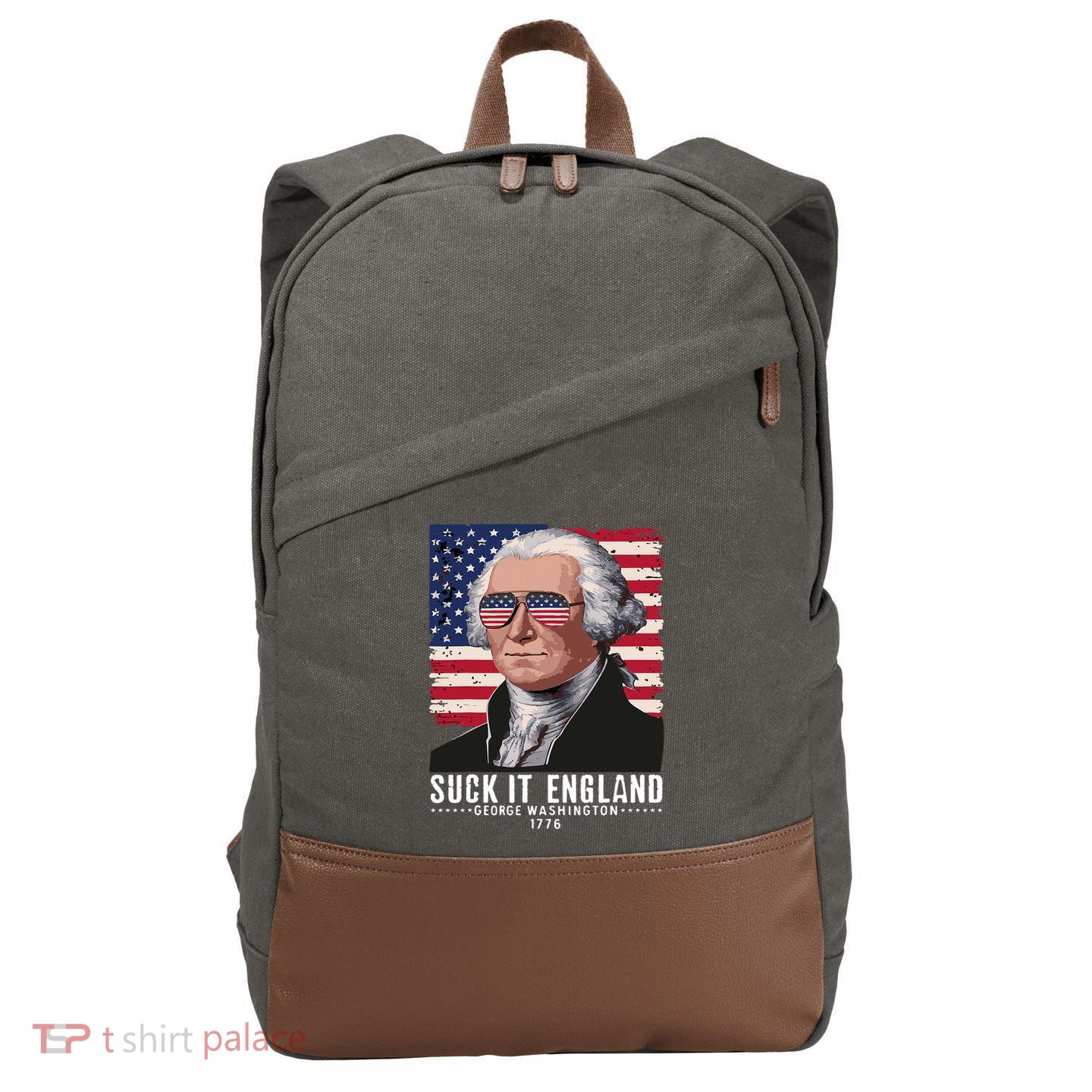 Suck It England Funny 4th Of July George Washington 1776 Cotton Canvas Backpack