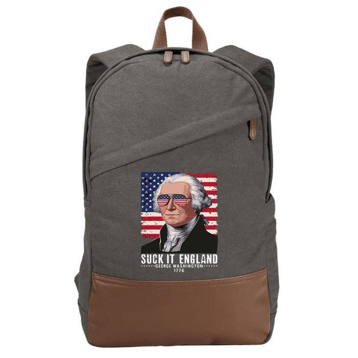 Suck It England Funny 4th Of July George Washington 1776 Cotton Canvas Backpack