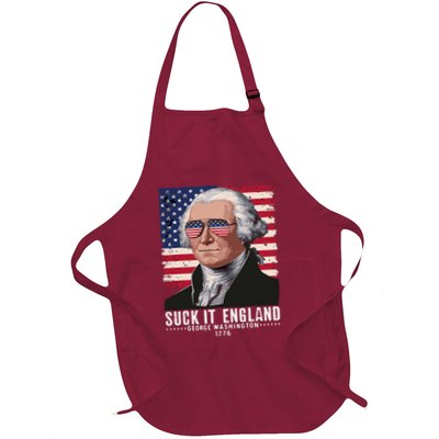 Suck It England Funny 4th Of July George Washington 1776 Full-Length Apron With Pockets