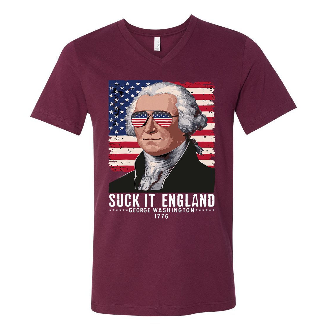 Suck It England Funny 4th Of July George Washington 1776 V-Neck T-Shirt