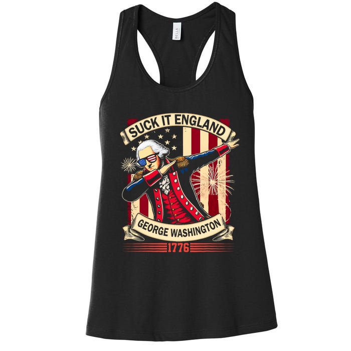 Suck It England Usa Flag 4th Of July Patriotic 2024 Women's Racerback Tank