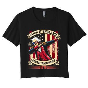 Suck It England Usa Flag 4th Of July Patriotic 2024 Women's Crop Top Tee