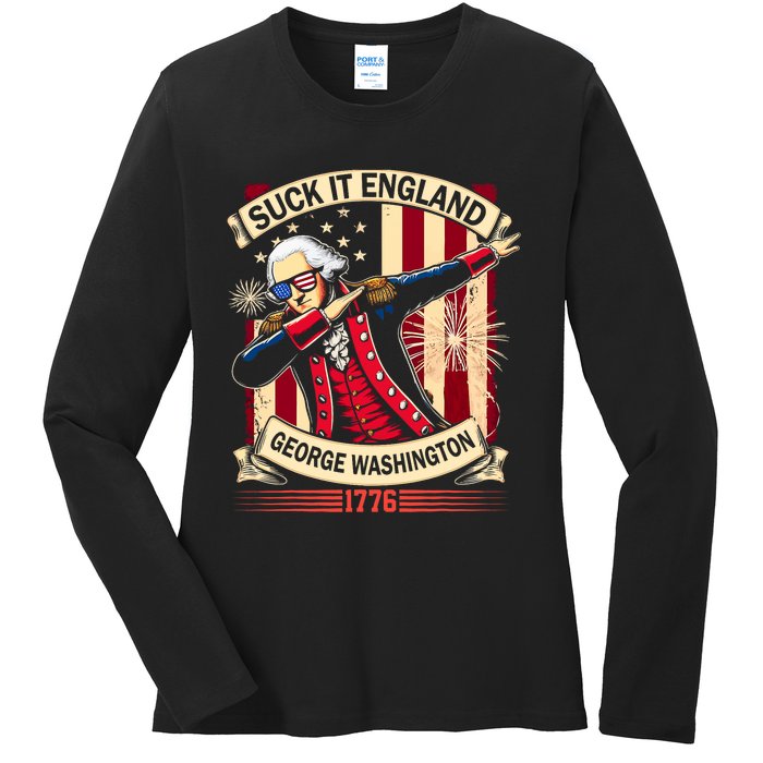 Suck It England Usa Flag 4th Of July Patriotic 2024 Ladies Long Sleeve Shirt