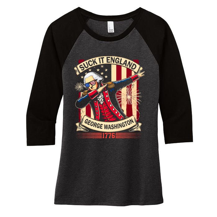 Suck It England Usa Flag 4th Of July Patriotic 2024 Women's Tri-Blend 3/4-Sleeve Raglan Shirt