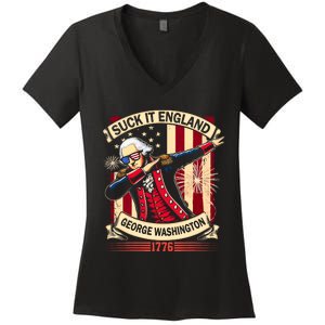 Suck It England Usa Flag 4th Of July Patriotic 2024 Women's V-Neck T-Shirt