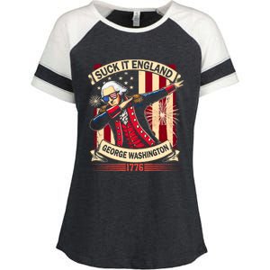 Suck It England Usa Flag 4th Of July Patriotic 2024 Enza Ladies Jersey Colorblock Tee