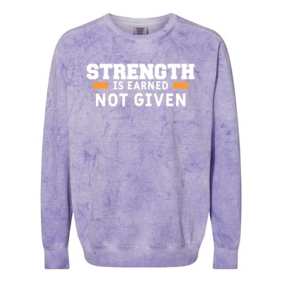 Strength Is Earned Not Given Billiards Pool Player Gift Colorblast Crewneck Sweatshirt