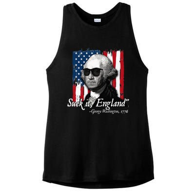 Suck It England Funny George Washington Usa Flag Ladies PosiCharge Tri-Blend Wicking Tank