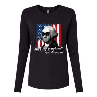 Suck It England Funny George Washington Usa Flag Womens Cotton Relaxed Long Sleeve T-Shirt