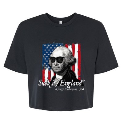 Suck It England Funny George Washington Usa Flag Bella+Canvas Jersey Crop Tee