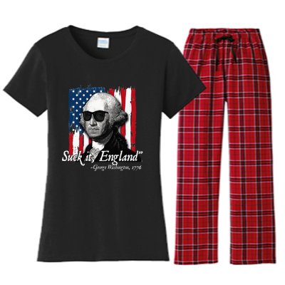 Suck It England Funny George Washington Usa Flag Women's Flannel Pajama Set