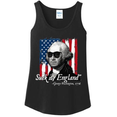 Suck It England Funny George Washington Usa Flag Ladies Essential Tank