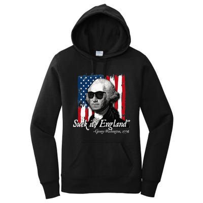 Suck It England Funny George Washington Usa Flag Women's Pullover Hoodie