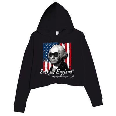 Suck It England Funny George Washington Usa Flag Crop Fleece Hoodie