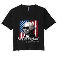 Suck It England Funny George Washington Usa Flag Women's Crop Top Tee