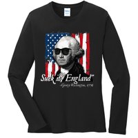 Suck It England Funny George Washington Usa Flag Ladies Long Sleeve Shirt