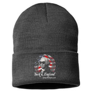 Suck It England Funny 4th Of July George Washington 1776 Sustainable Knit Beanie