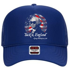 Suck It England Funny 4th Of July George Washington 1776 High Crown Mesh Back Trucker Hat