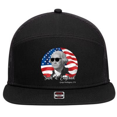 Suck It England George Washing 1776 Funny 7 Panel Mesh Trucker Snapback Hat