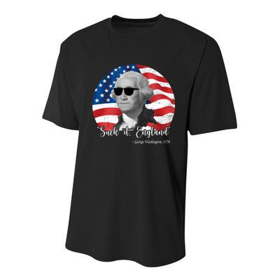 Suck It England George Washing 1776 Funny Youth Performance Sprint T-Shirt