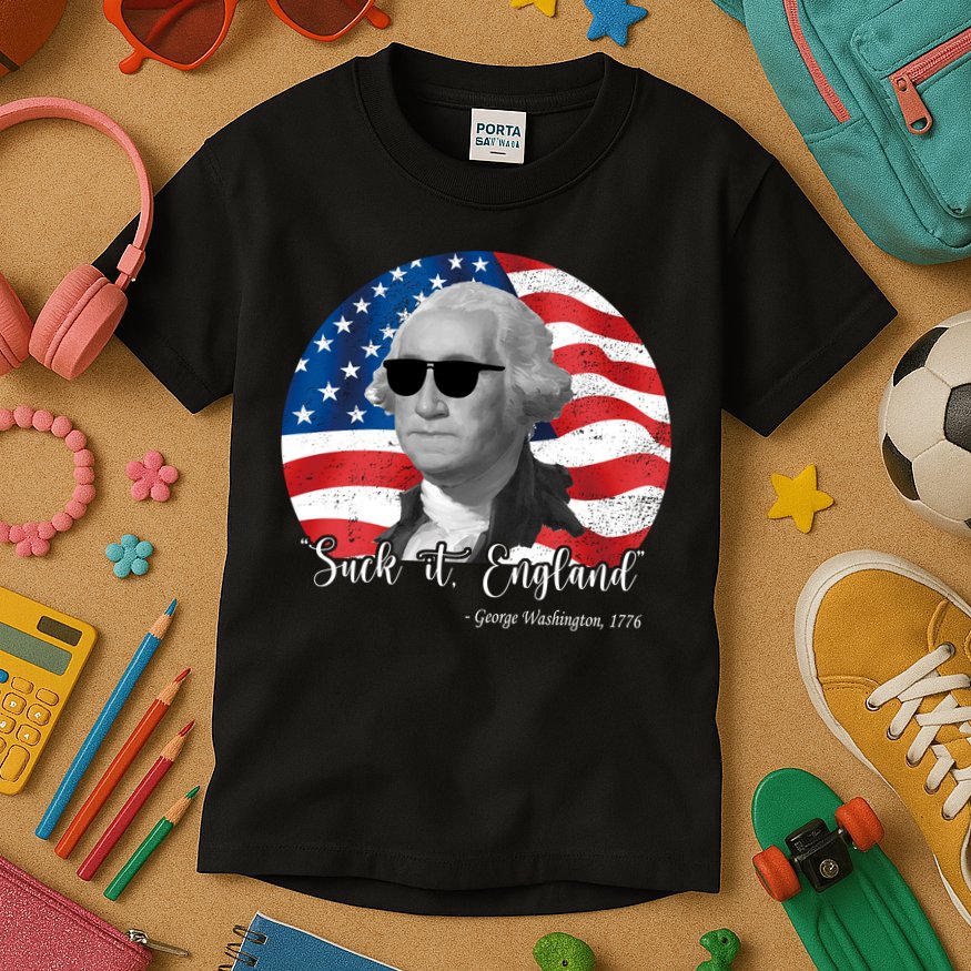 Suck It England George Washing 1776 Funny Kids T-Shirt